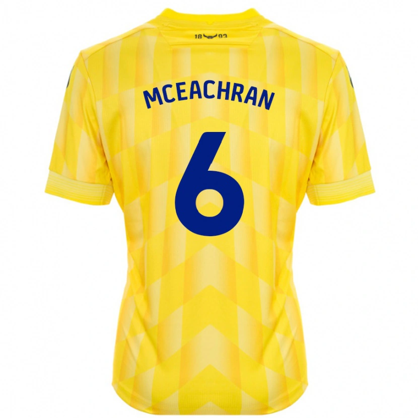 Danxen Kvinder Josh Mceachran #6 Gul Hjemmebane Spillertrøjer 2024/25 Trøje T-Shirt