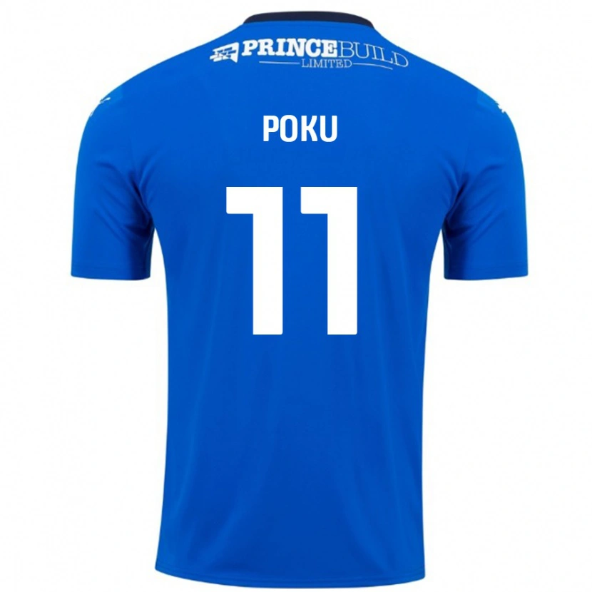 Danxen Kvinder Kwame Poku #11 Blå Hvid Hjemmebane Spillertrøjer 2024/25 Trøje T-Shirt