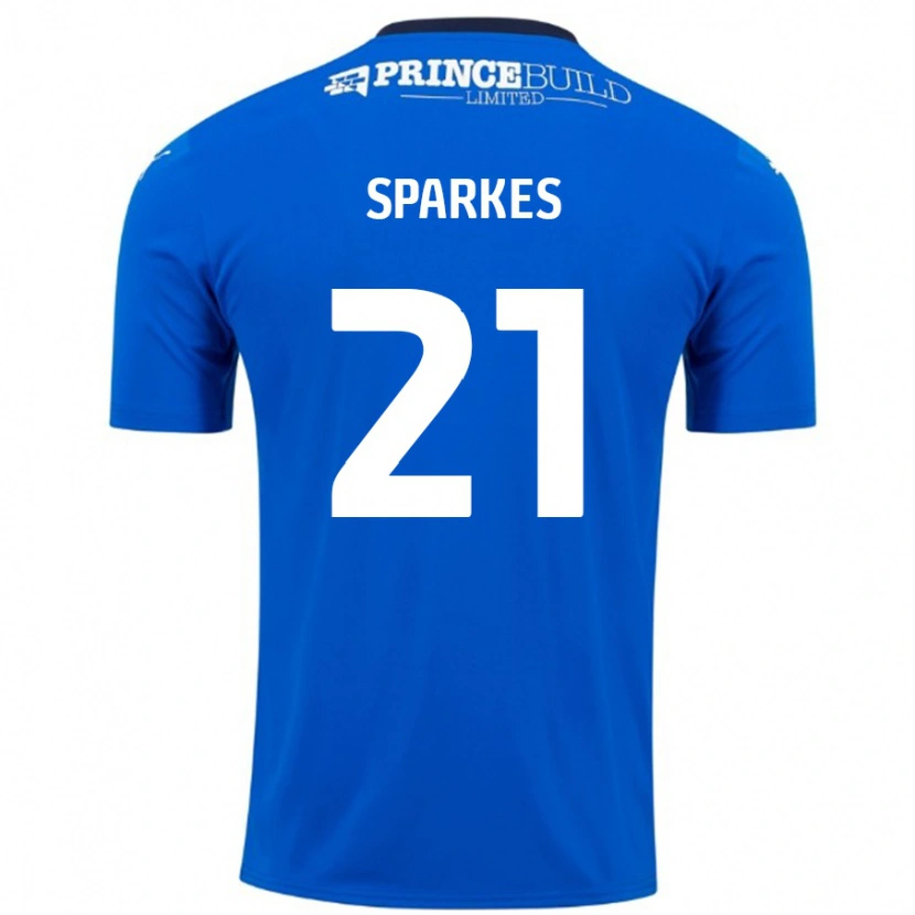 Danxen Kvinder Jack Sparkes #21 Blå Hvid Hjemmebane Spillertrøjer 2024/25 Trøje T-Shirt