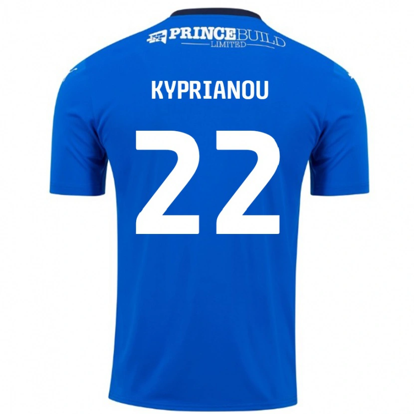 Danxen Kvinder Hector Kyprianou #22 Blå Hvid Hjemmebane Spillertrøjer 2024/25 Trøje T-Shirt