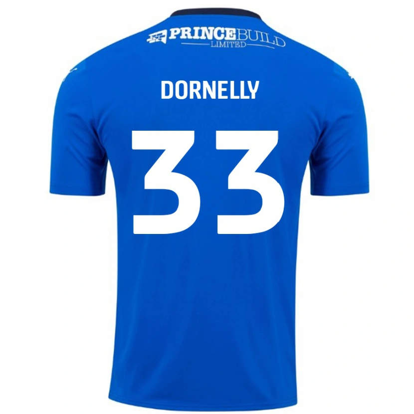 Danxen Kvinder James Dornelly #33 Blå Hvid Hjemmebane Spillertrøjer 2024/25 Trøje T-Shirt