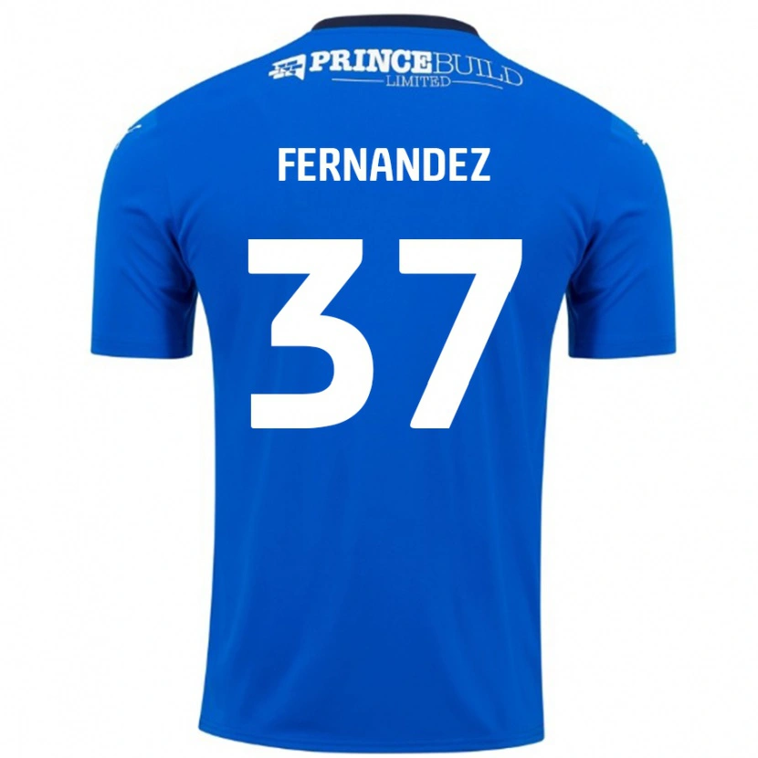 Danxen Kvinder Emmanuel Fernandez #37 Blå Hvid Hjemmebane Spillertrøjer 2024/25 Trøje T-Shirt
