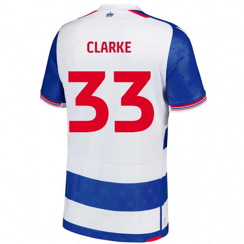 Danxen Kvinder John Clarke #33 Blå Hvid Hjemmebane Spillertrøjer 2024/25 Trøje T-Shirt