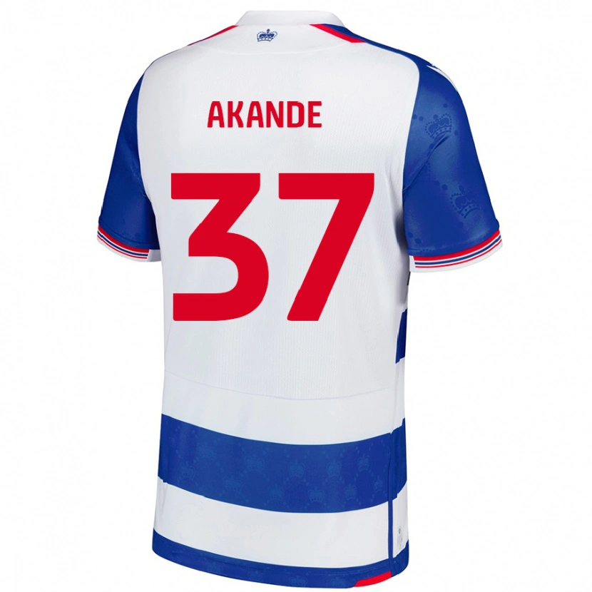 Danxen Kvinder Adrian Akande #37 Blå Hvid Hjemmebane Spillertrøjer 2024/25 Trøje T-Shirt