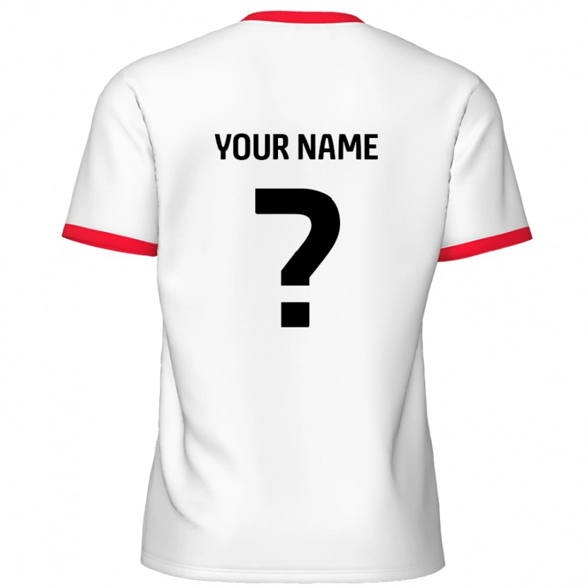 Danxen Kvinder Dit Navn #0 Hvid Rød Hjemmebane Spillertrøjer 2024/25 Trøje T-Shirt