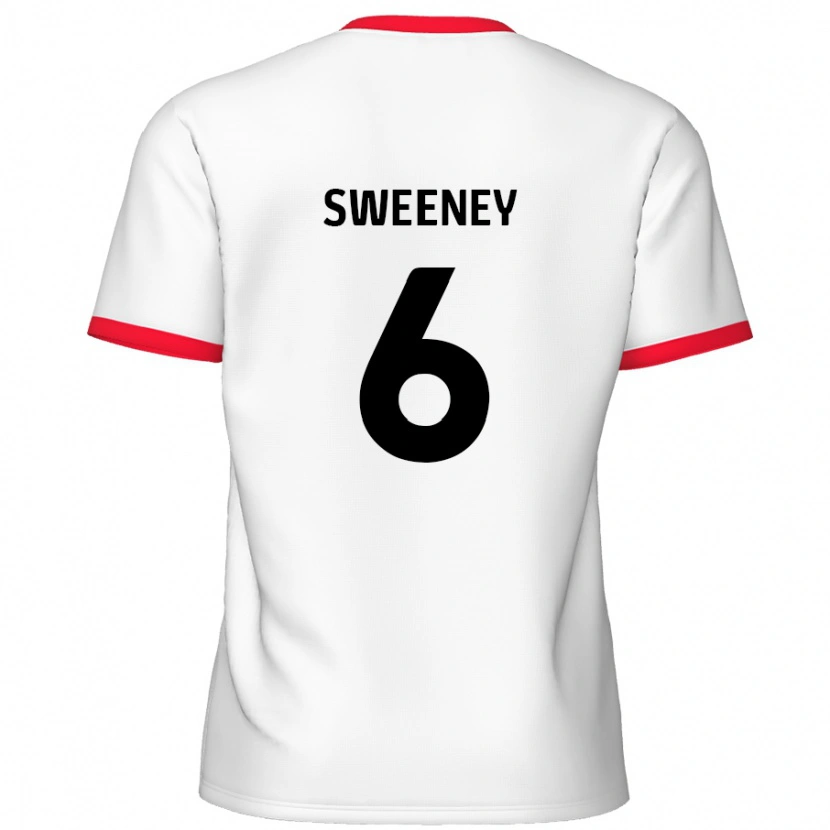 Danxen Kvinder Dan Sweeney #6 Hvid Rød Hjemmebane Spillertrøjer 2024/25 Trøje T-Shirt