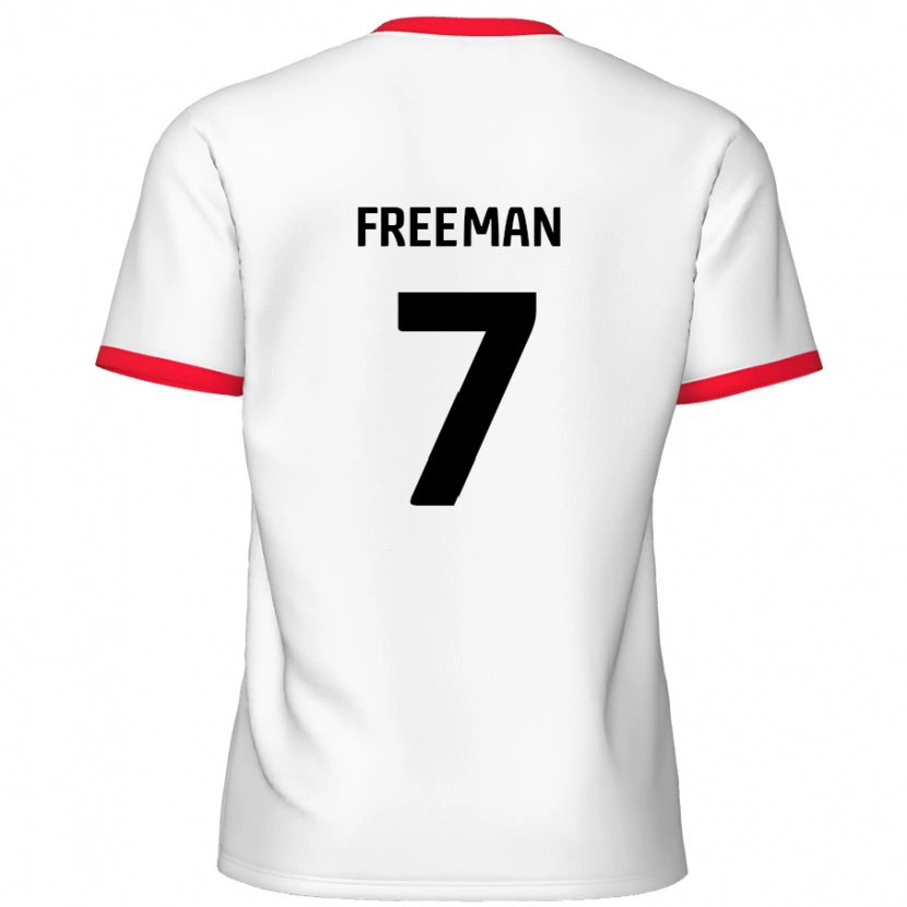 Danxen Kvinder Nick Freeman #7 Hvid Rød Hjemmebane Spillertrøjer 2024/25 Trøje T-Shirt
