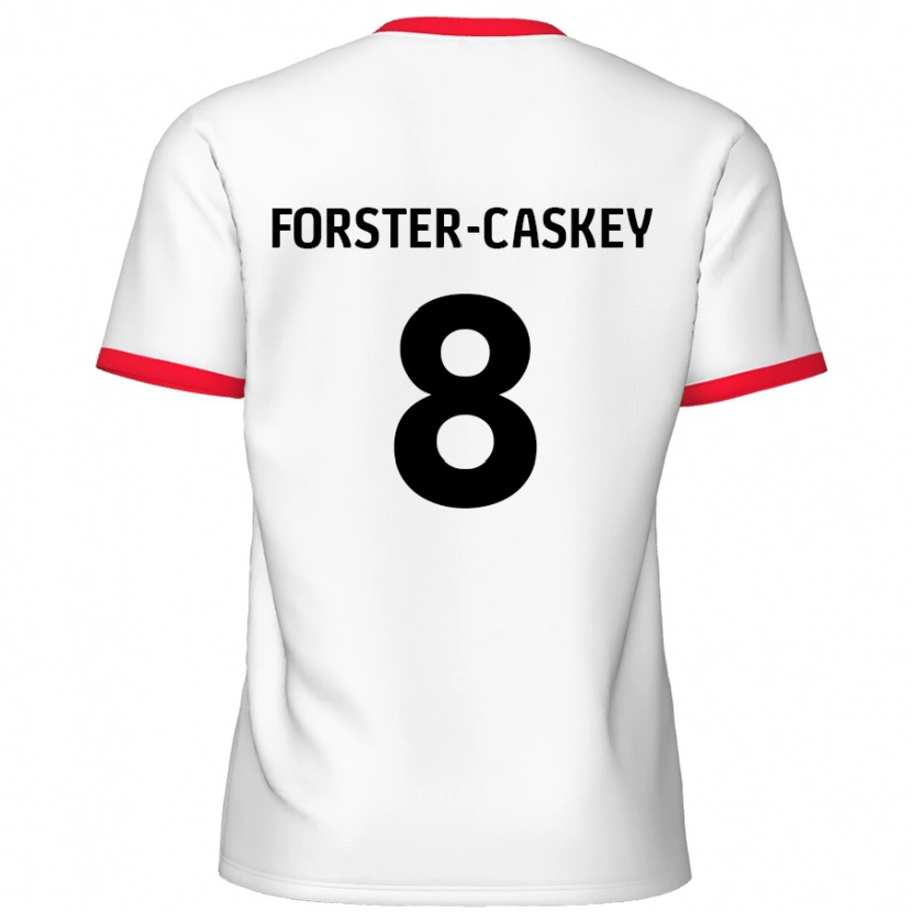Danxen Kvinder Jake Forster-Caskey #8 Hvid Rød Hjemmebane Spillertrøjer 2024/25 Trøje T-Shirt