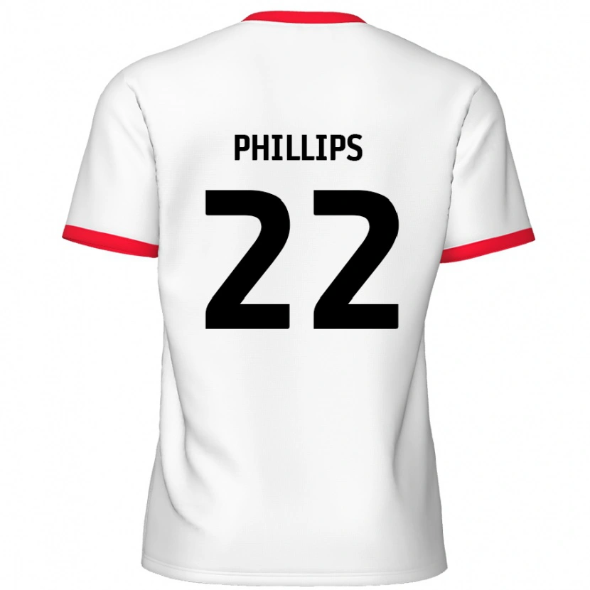 Danxen Kvinder Daniel Phillips #22 Hvid Rød Hjemmebane Spillertrøjer 2024/25 Trøje T-Shirt