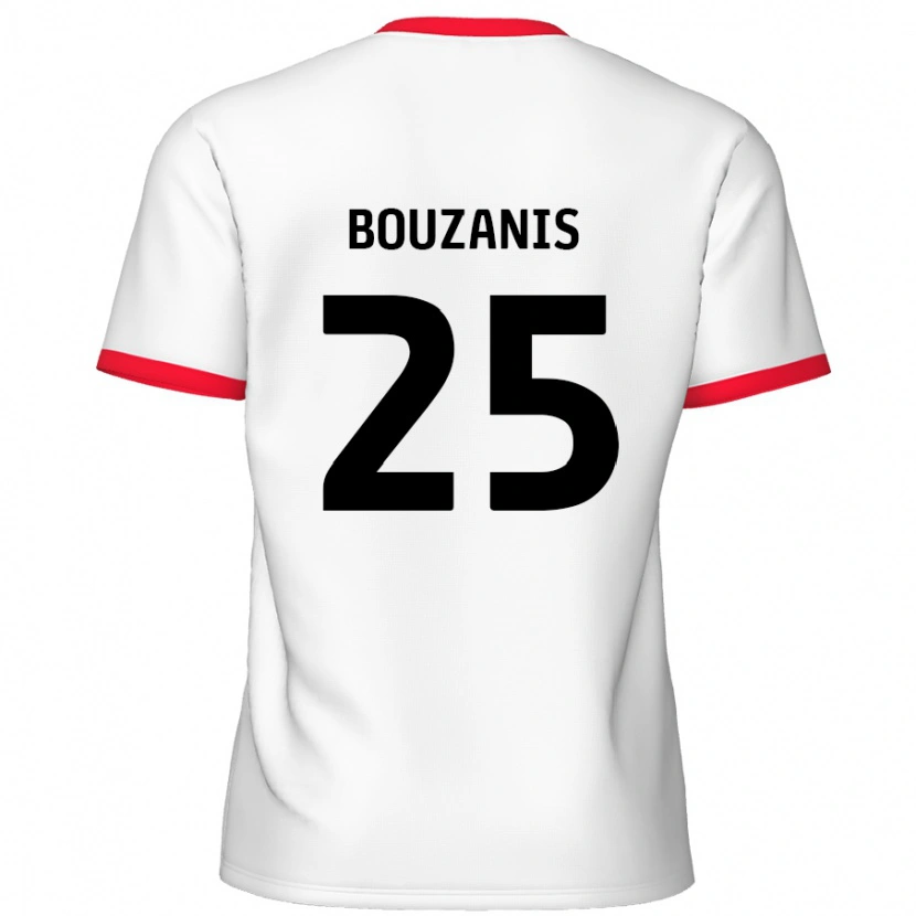 Danxen Kvinder Dean Bouzanis #25 Hvid Rød Hjemmebane Spillertrøjer 2024/25 Trøje T-Shirt
