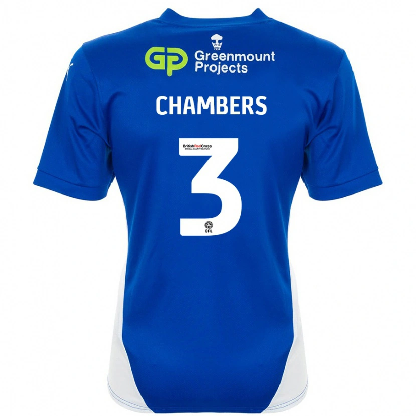 Danxen Kvinder Luke Chambers #3 Blå Hvid Hjemmebane Spillertrøjer 2024/25 Trøje T-Shirt