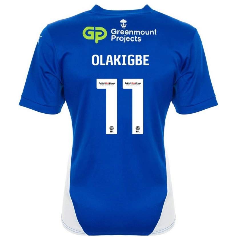 Danxen Kvinder Michael Olakigbe #11 Blå Hvid Hjemmebane Spillertrøjer 2024/25 Trøje T-Shirt