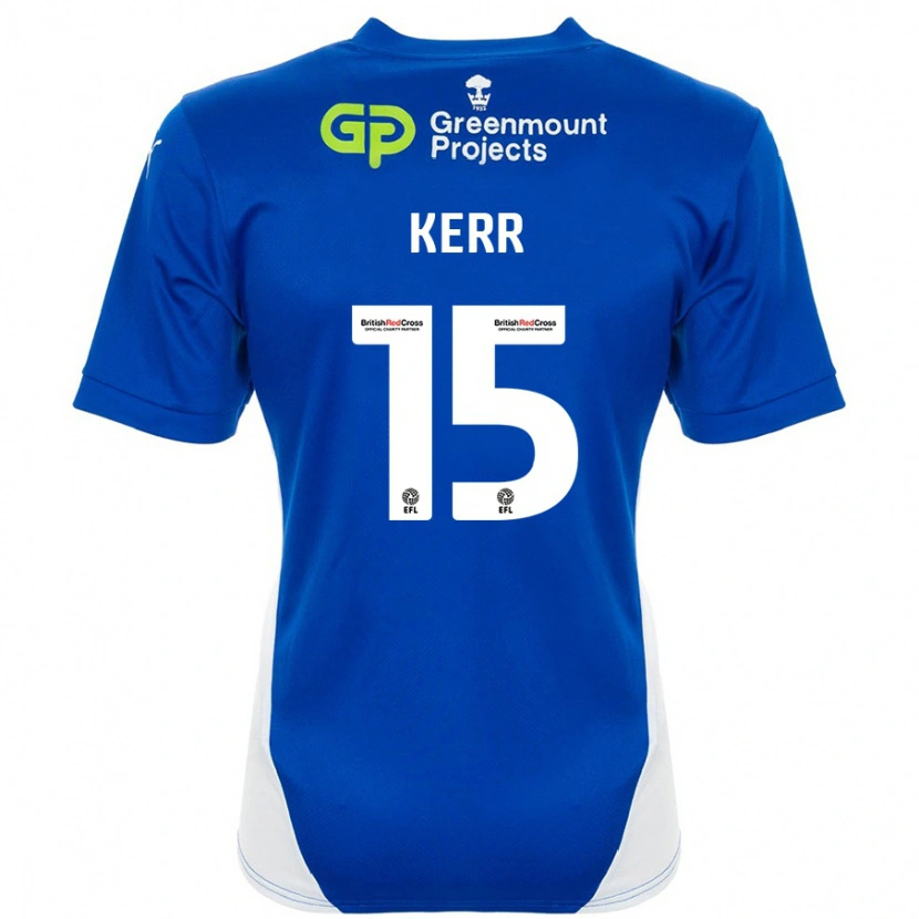 Danxen Kvinder Jason Kerr #15 Blå Hvid Hjemmebane Spillertrøjer 2024/25 Trøje T-Shirt