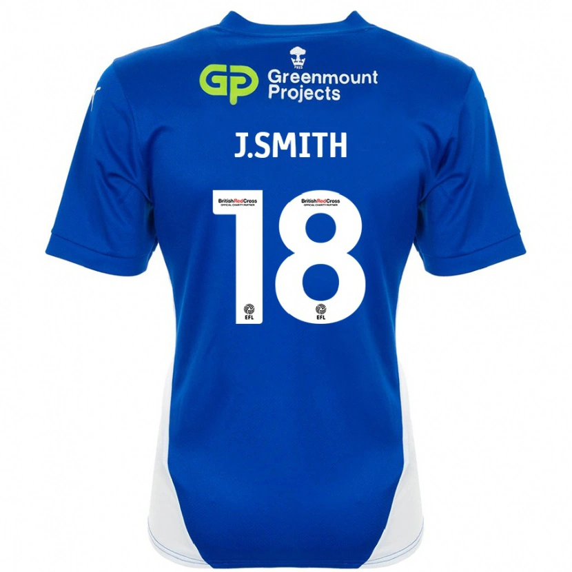 Danxen Kvinder Jonny Smith #18 Blå Hvid Hjemmebane Spillertrøjer 2024/25 Trøje T-Shirt