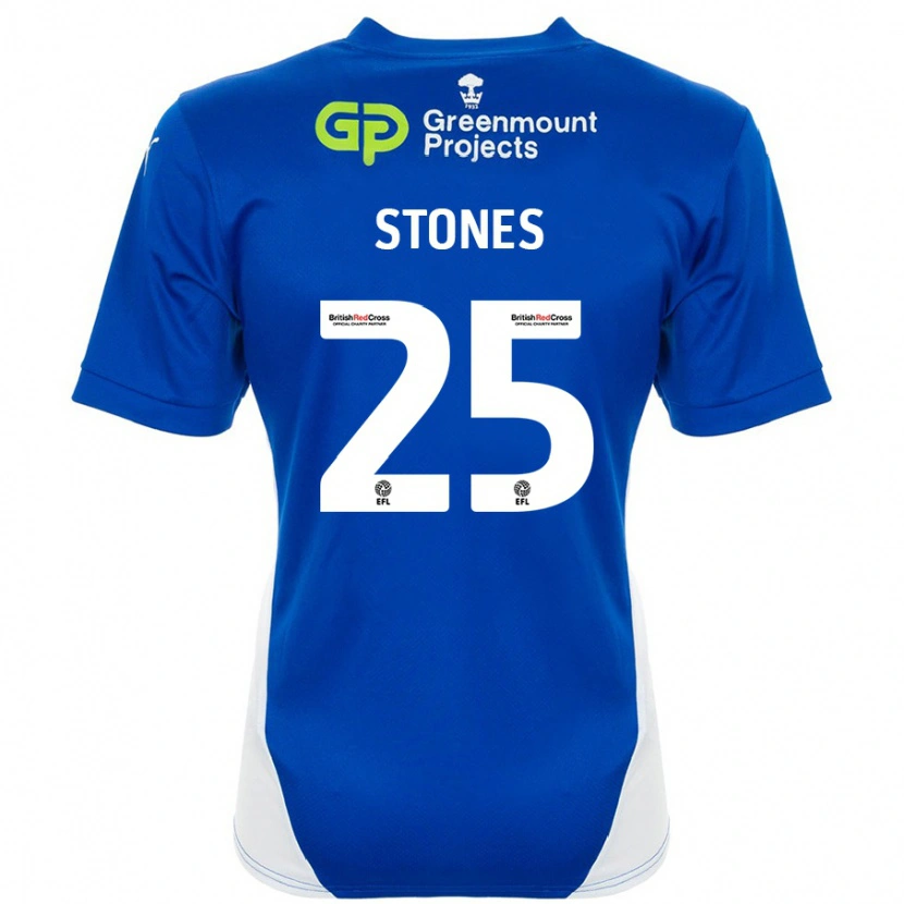 Danxen Kvinder Josh Stones #25 Blå Hvid Hjemmebane Spillertrøjer 2024/25 Trøje T-Shirt