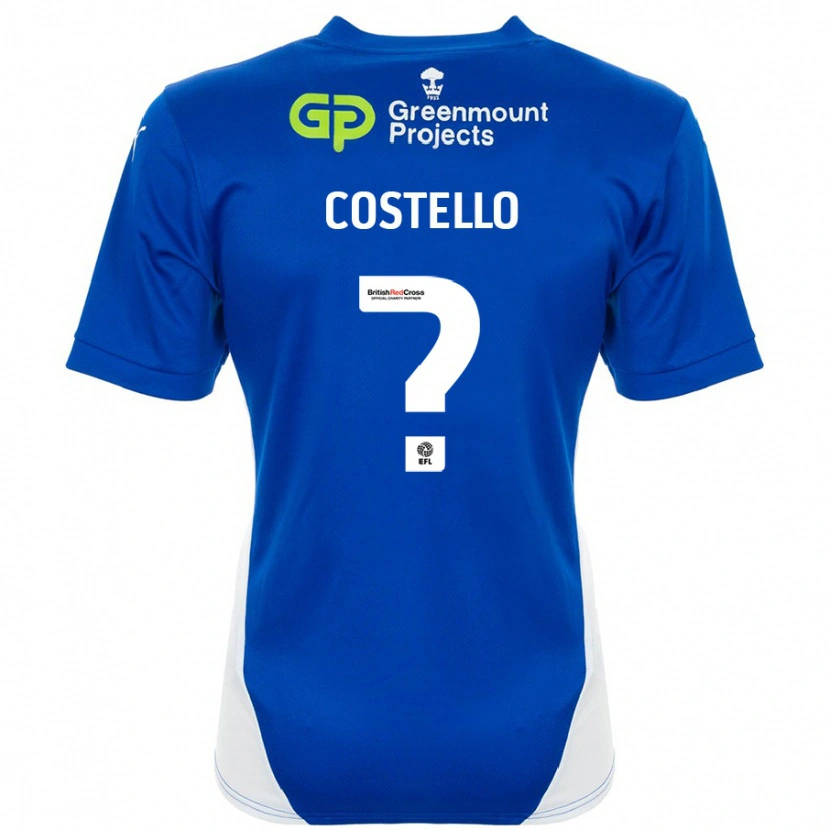 Danxen Kvinder Tom Costello #0 Blå Hvid Hjemmebane Spillertrøjer 2024/25 Trøje T-Shirt