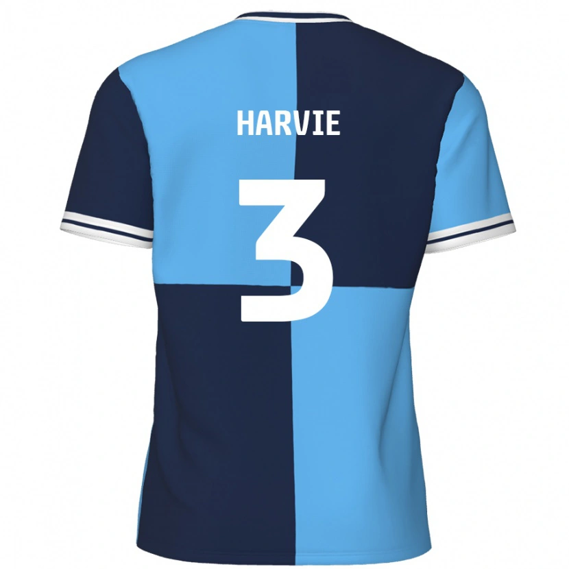 Danxen Kvinder Daniel Harvie #3 Himmelblå Mørkeblå Hjemmebane Spillertrøjer 2024/25 Trøje T-Shirt