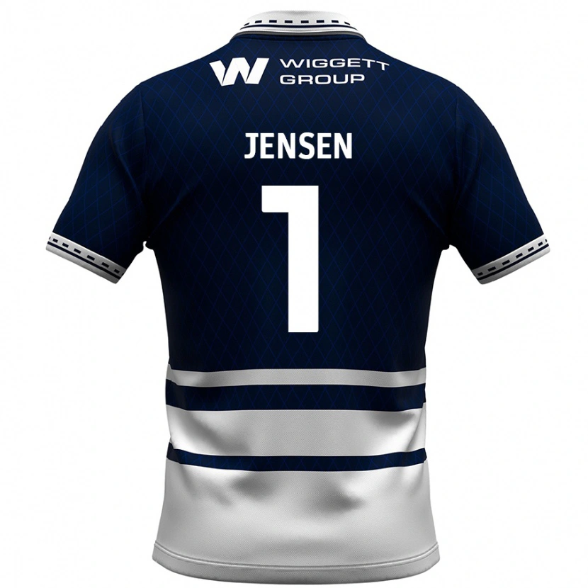 Danxen Kvinder Lukas Jensen #1 Marineblå Hvid Hjemmebane Spillertrøjer 2024/25 Trøje T-Shirt