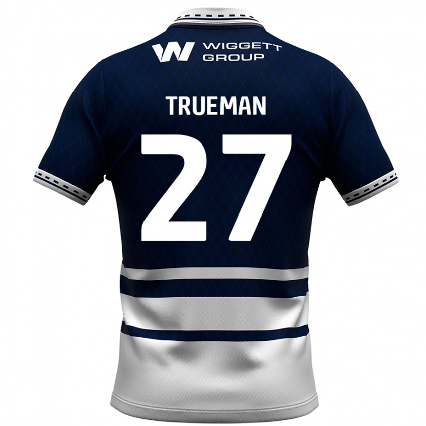 Danxen Kvinder Connal Trueman #27 Marineblå Hvid Hjemmebane Spillertrøjer 2024/25 Trøje T-Shirt