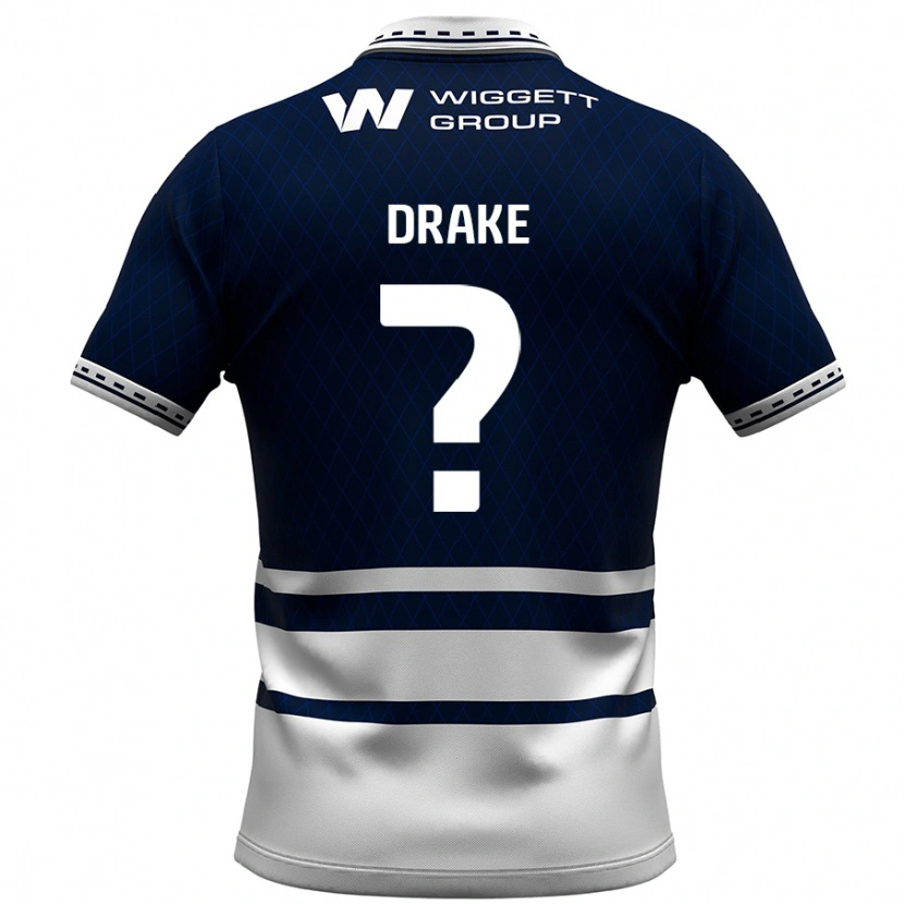 Danxen Kvinder Ben Drake #0 Marineblå Hvid Hjemmebane Spillertrøjer 2024/25 Trøje T-Shirt
