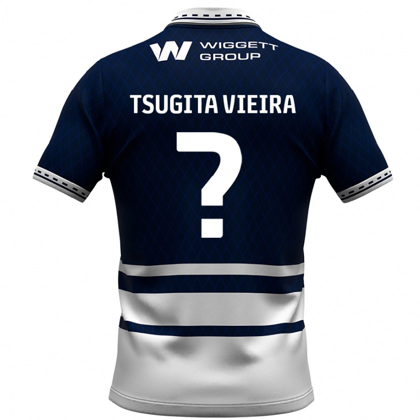 Danxen Kvinder Sacha Tsugita Vieira #0 Marineblå Hvid Hjemmebane Spillertrøjer 2024/25 Trøje T-Shirt