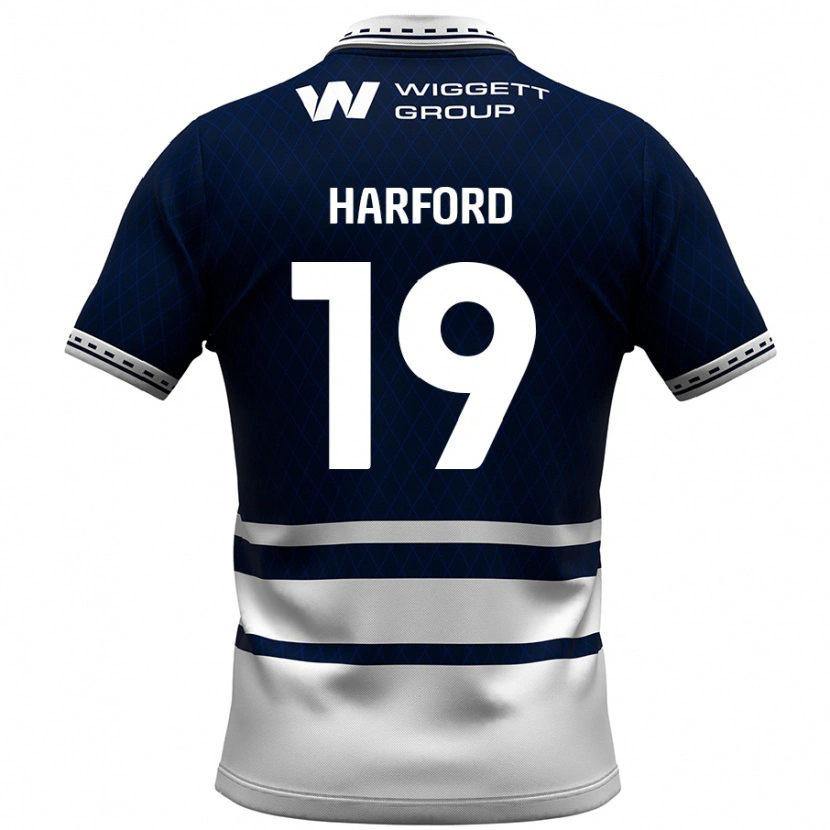 Danxen Kvinder Beth Harford #19 Marineblå Hvid Hjemmebane Spillertrøjer 2024/25 Trøje T-Shirt
