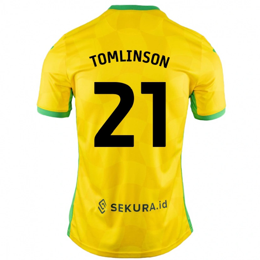 Danxen Kvinder Lauren Tomlinson #21 Gul Grøn Hjemmebane Spillertrøjer 2024/25 Trøje T-Shirt