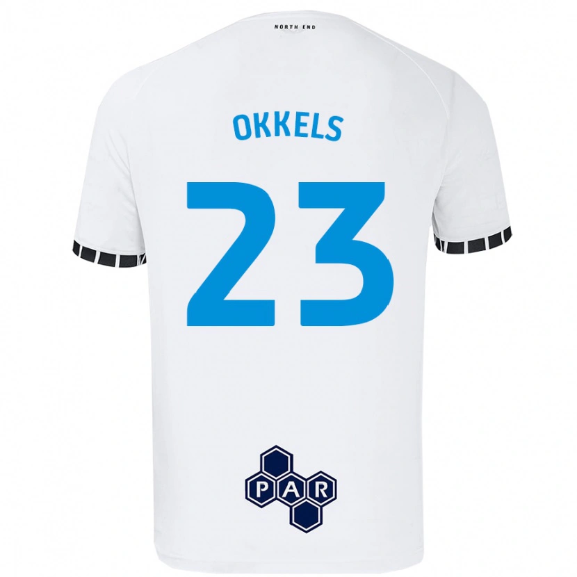 Danxen Kvinder Jeppe Okkels #23 Hvid Hjemmebane Spillertrøjer 2024/25 Trøje T-Shirt