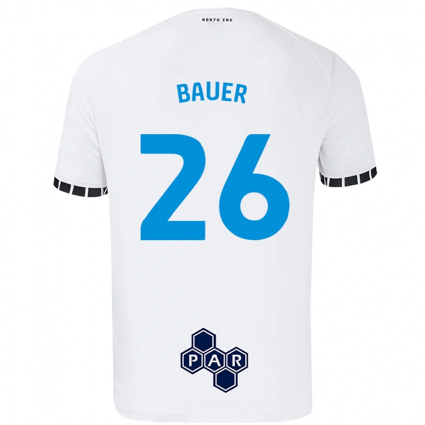 Danxen Kvinder Patrick Bauer #26 Hvid Hjemmebane Spillertrøjer 2024/25 Trøje T-Shirt