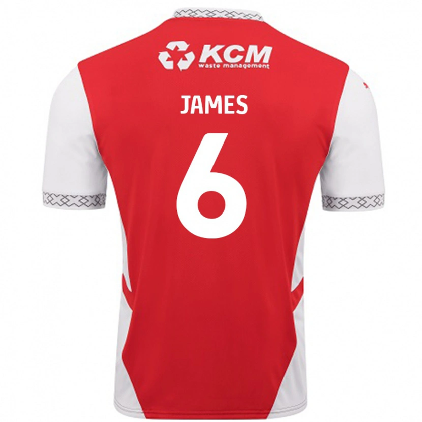 Danxen Kvinder Reece James #6 Rød Hvid Hjemmebane Spillertrøjer 2024/25 Trøje T-Shirt