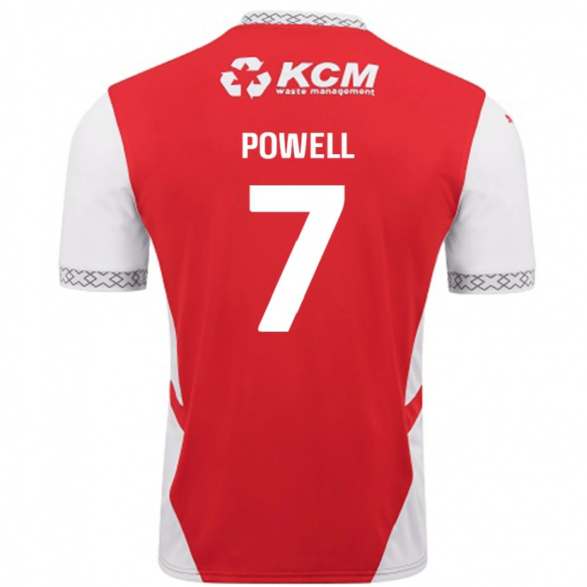 Danxen Kvinder Joe Powell #7 Rød Hvid Hjemmebane Spillertrøjer 2024/25 Trøje T-Shirt