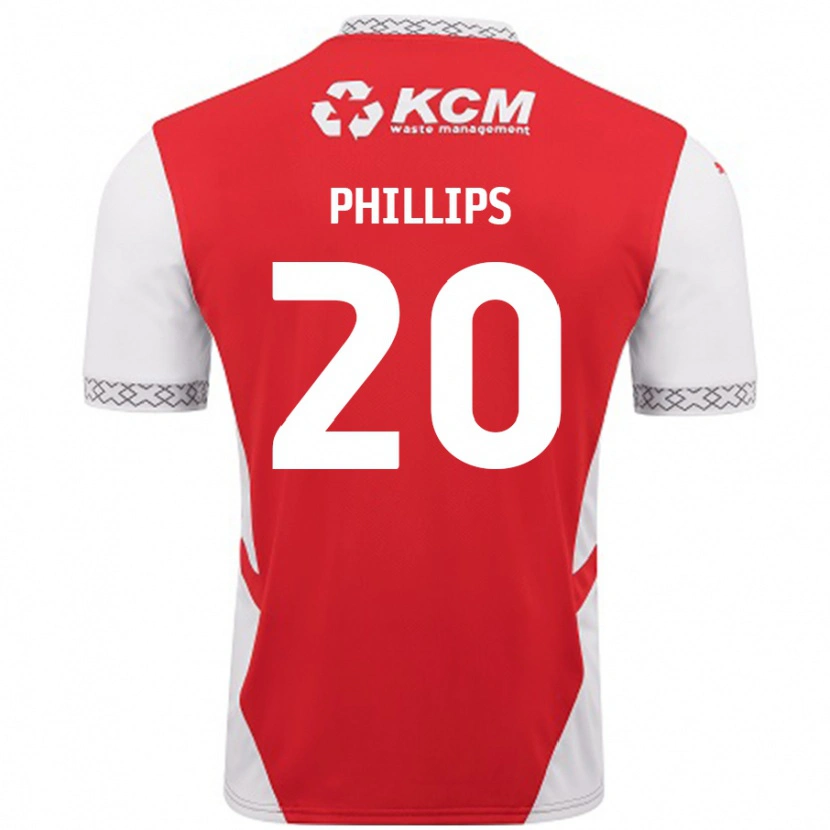 Danxen Kvinder Dillon Phillips #20 Rød Hvid Hjemmebane Spillertrøjer 2024/25 Trøje T-Shirt