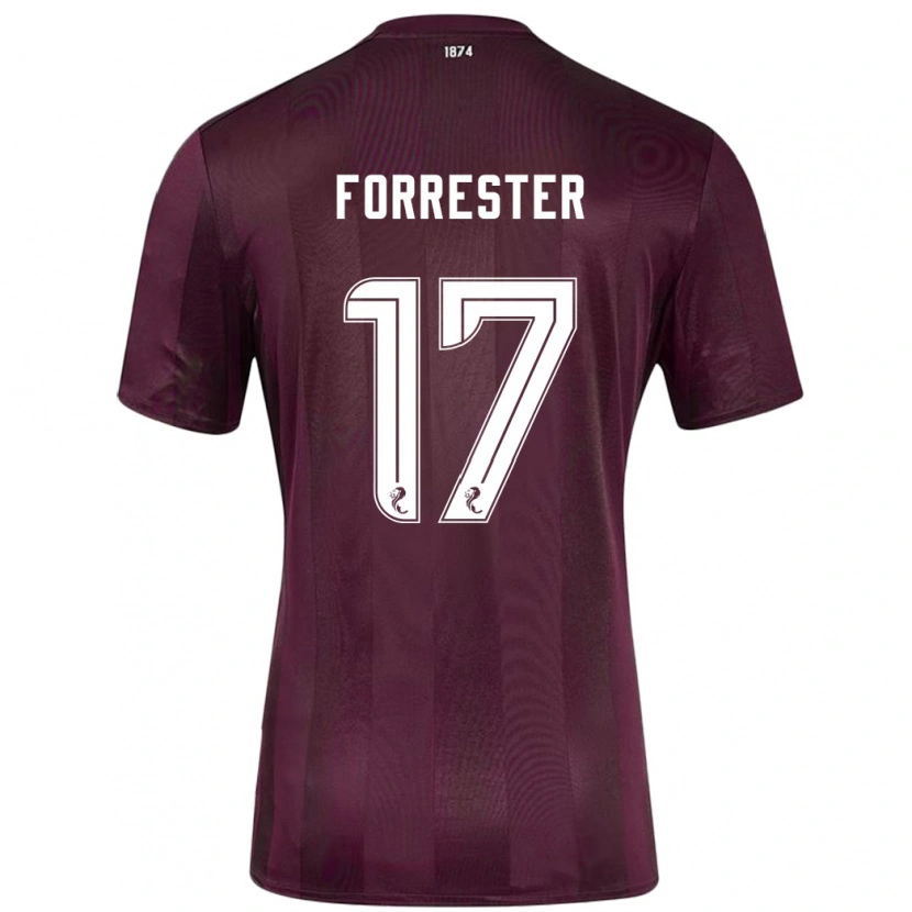 Danxen Kvinder Adam Forrester #17 Bourgogne Hjemmebane Spillertrøjer 2024/25 Trøje T-Shirt