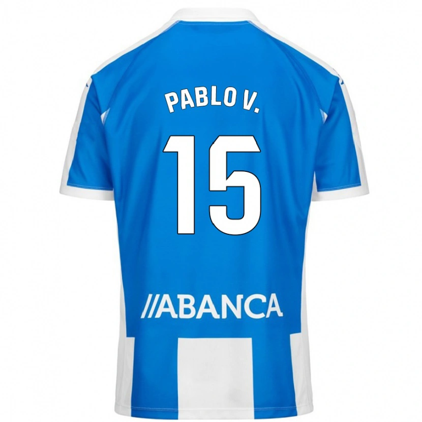Danxen Kvinder Pablo Vázquez #15 Blå Hvid Hjemmebane Spillertrøjer 2024/25 Trøje T-Shirt