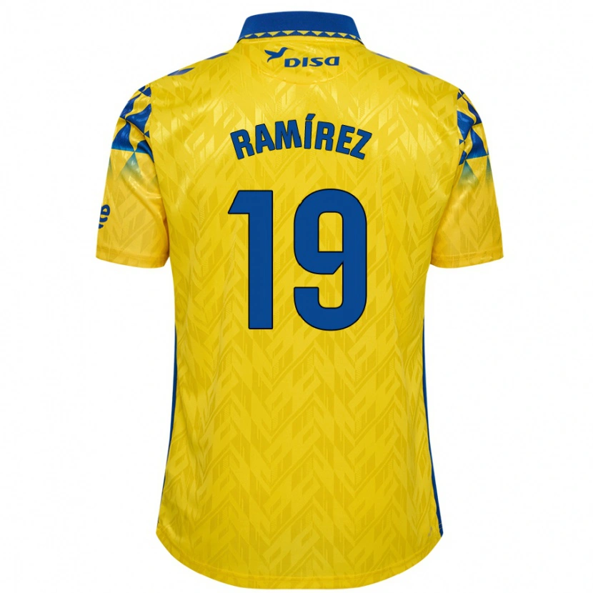 Danxen Kvinder Sandro Ramírez #19 Gul Blå Hjemmebane Spillertrøjer 2024/25 Trøje T-Shirt