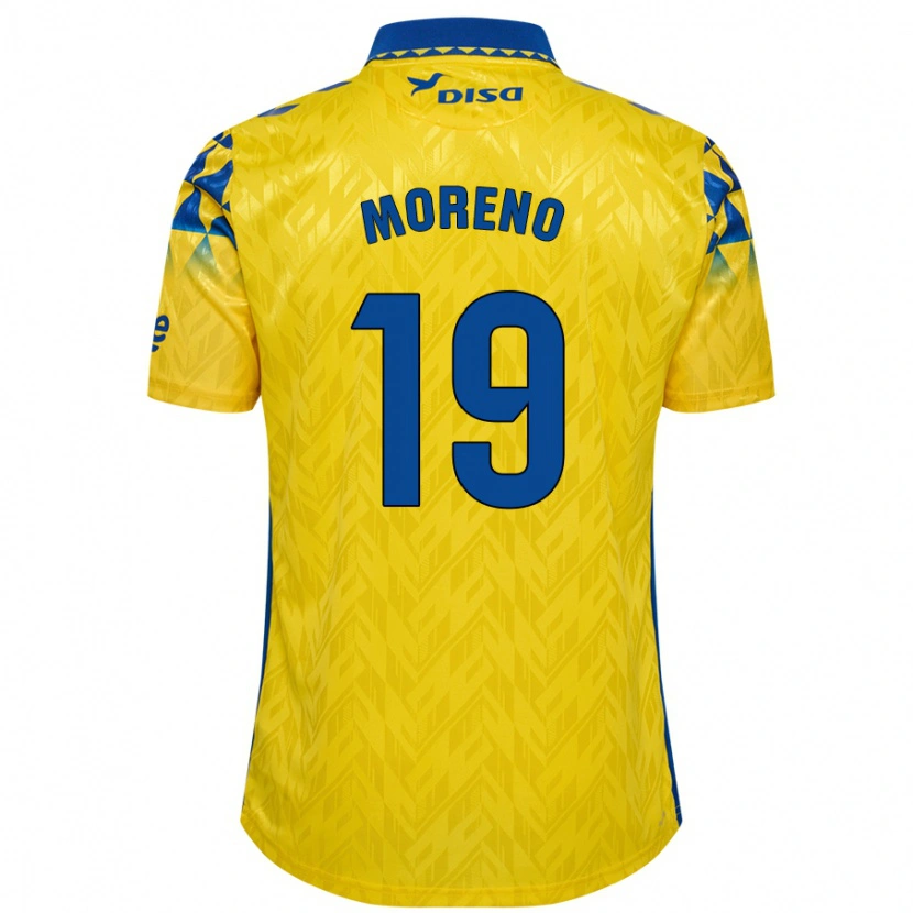 Danxen Kvinder Fernando Moreno #19 Gul Blå Hjemmebane Spillertrøjer 2024/25 Trøje T-Shirt