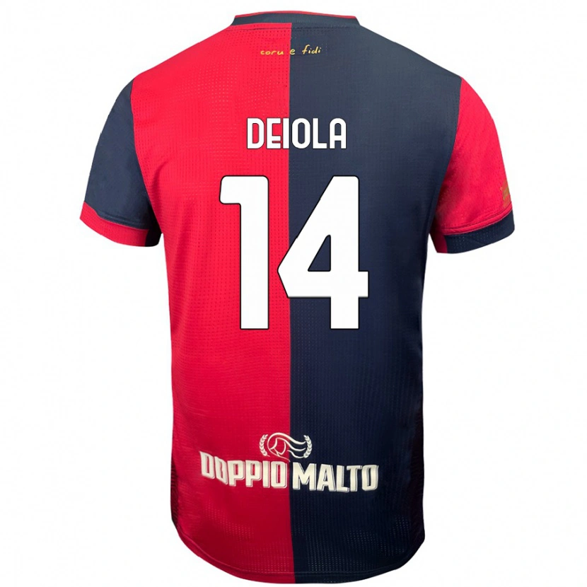 Danxen Kvinder Alessandro Deiola #14 Rød Mørkere Blå Hjemmebane Spillertrøjer 2024/25 Trøje T-Shirt