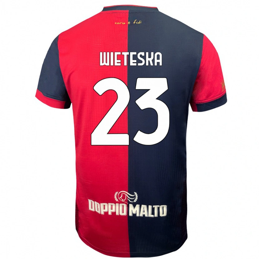 Danxen Kvinder Mateusz Wieteska #23 Rød Mørkere Blå Hjemmebane Spillertrøjer 2024/25 Trøje T-Shirt