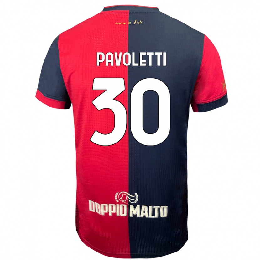 Danxen Kvinder Leonardo Pavoletti #30 Rød Mørkere Blå Hjemmebane Spillertrøjer 2024/25 Trøje T-Shirt