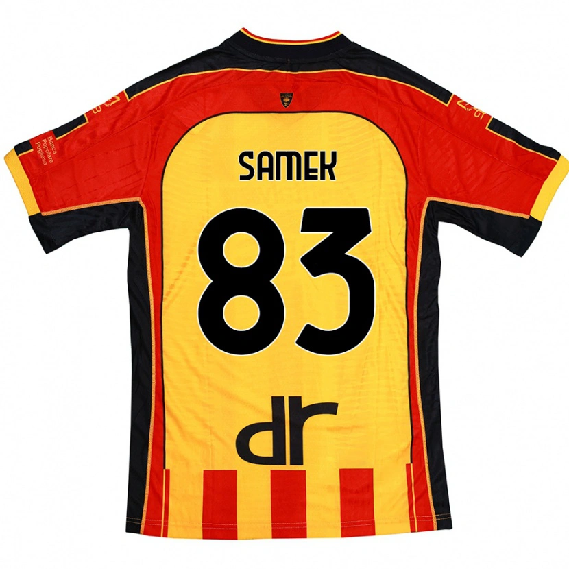 Danxen Kvinder Daniel Samek #83 Gul Rød Hjemmebane Spillertrøjer 2024/25 Trøje T-Shirt