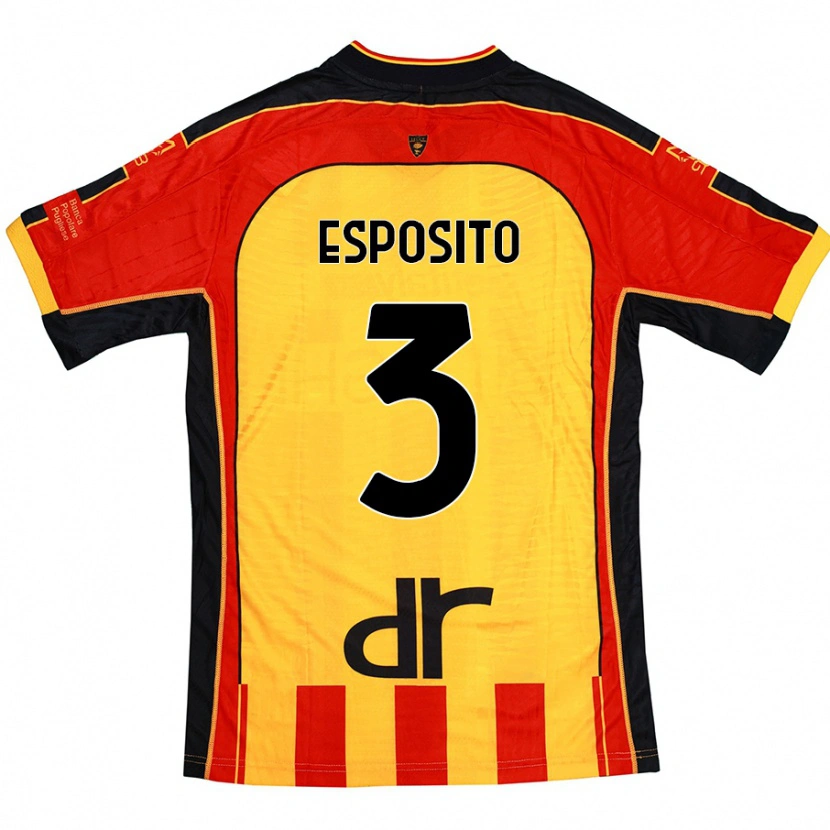 Danxen Kvinder Sebastian Esposito #3 Gul Rød Hjemmebane Spillertrøjer 2024/25 Trøje T-Shirt