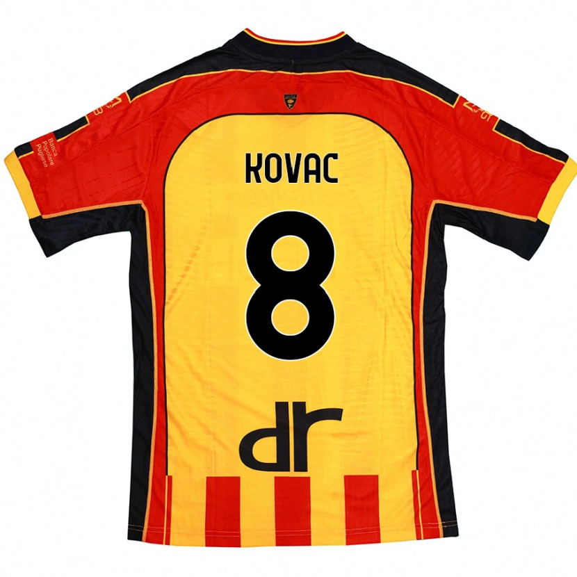 Danxen Kvinder Niko Kovac #8 Gul Rød Hjemmebane Spillertrøjer 2024/25 Trøje T-Shirt