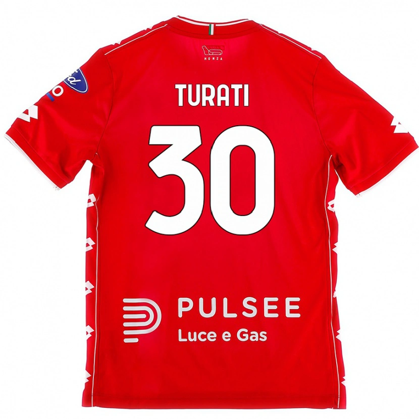 Danxen Kvinder Stefano Turati #30 Rød Hvid Hjemmebane Spillertrøjer 2024/25 Trøje T-Shirt