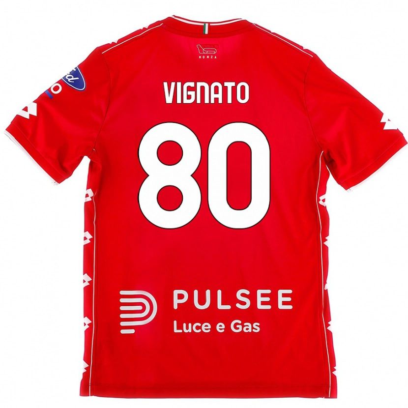 Danxen Kvinder Samuele Vignato #80 Rød Hvid Hjemmebane Spillertrøjer 2024/25 Trøje T-Shirt