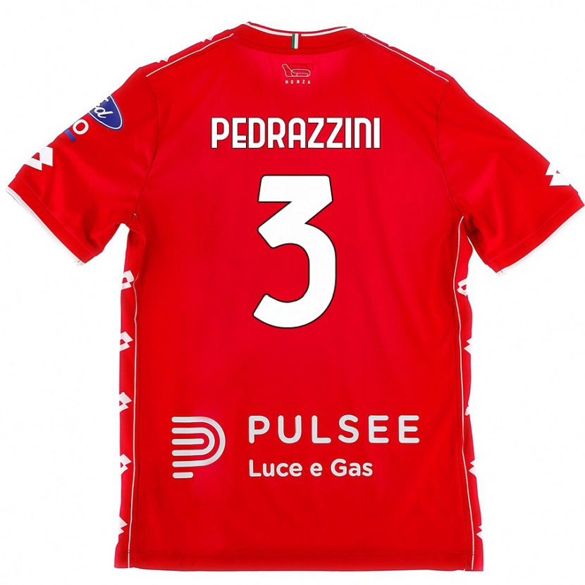 Danxen Kvinder Carlo Pedrazzini #3 Rød Hvid Hjemmebane Spillertrøjer 2024/25 Trøje T-Shirt