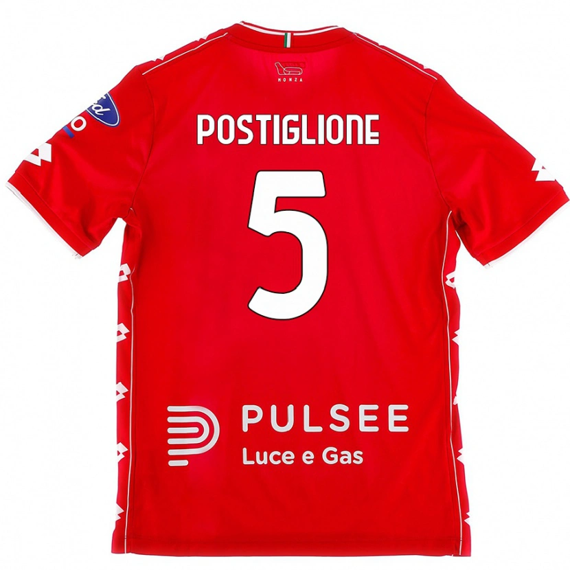 Danxen Kvinder Nicolò Postiglione #5 Rød Hvid Hjemmebane Spillertrøjer 2024/25 Trøje T-Shirt