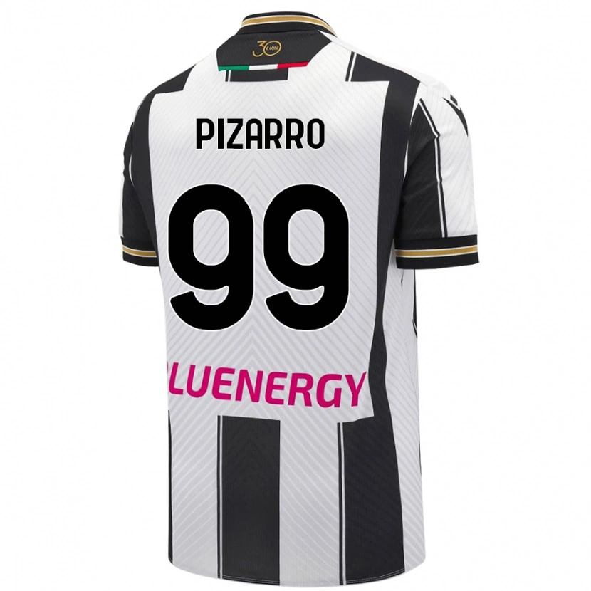 Danxen Kvinder Damián Pizarro #99 Hvid Sort Hjemmebane Spillertrøjer 2024/25 Trøje T-Shirt