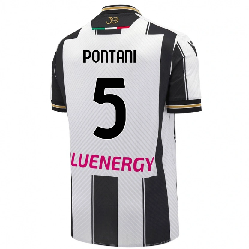 Danxen Kvinder Leonardo Pontani #5 Hvid Sort Hjemmebane Spillertrøjer 2024/25 Trøje T-Shirt