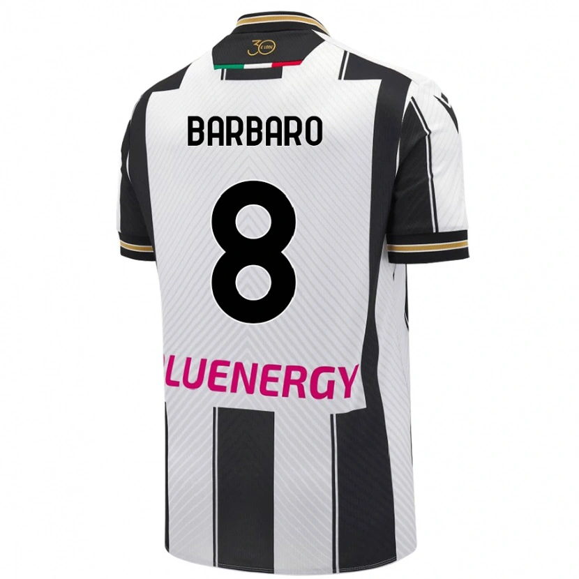 Danxen Kvinder Elia Barbaro #8 Hvid Sort Hjemmebane Spillertrøjer 2024/25 Trøje T-Shirt