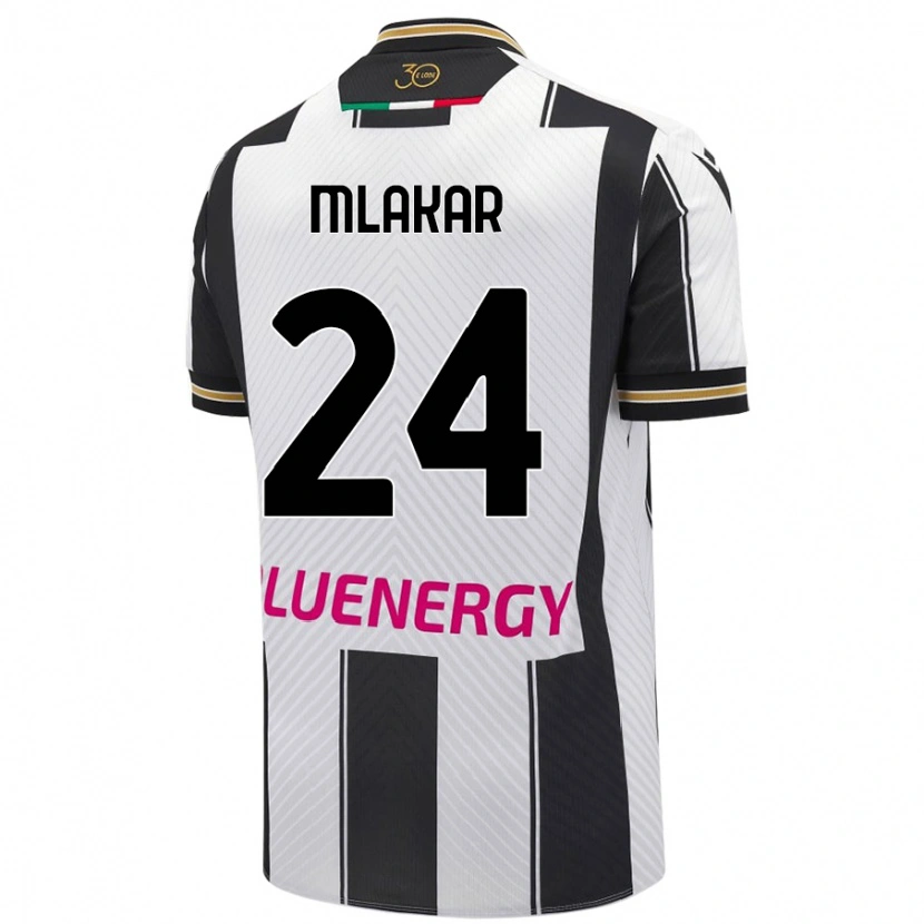 Danxen Kvinder Lorenzo Mlakar #24 Hvid Sort Hjemmebane Spillertrøjer 2024/25 Trøje T-Shirt